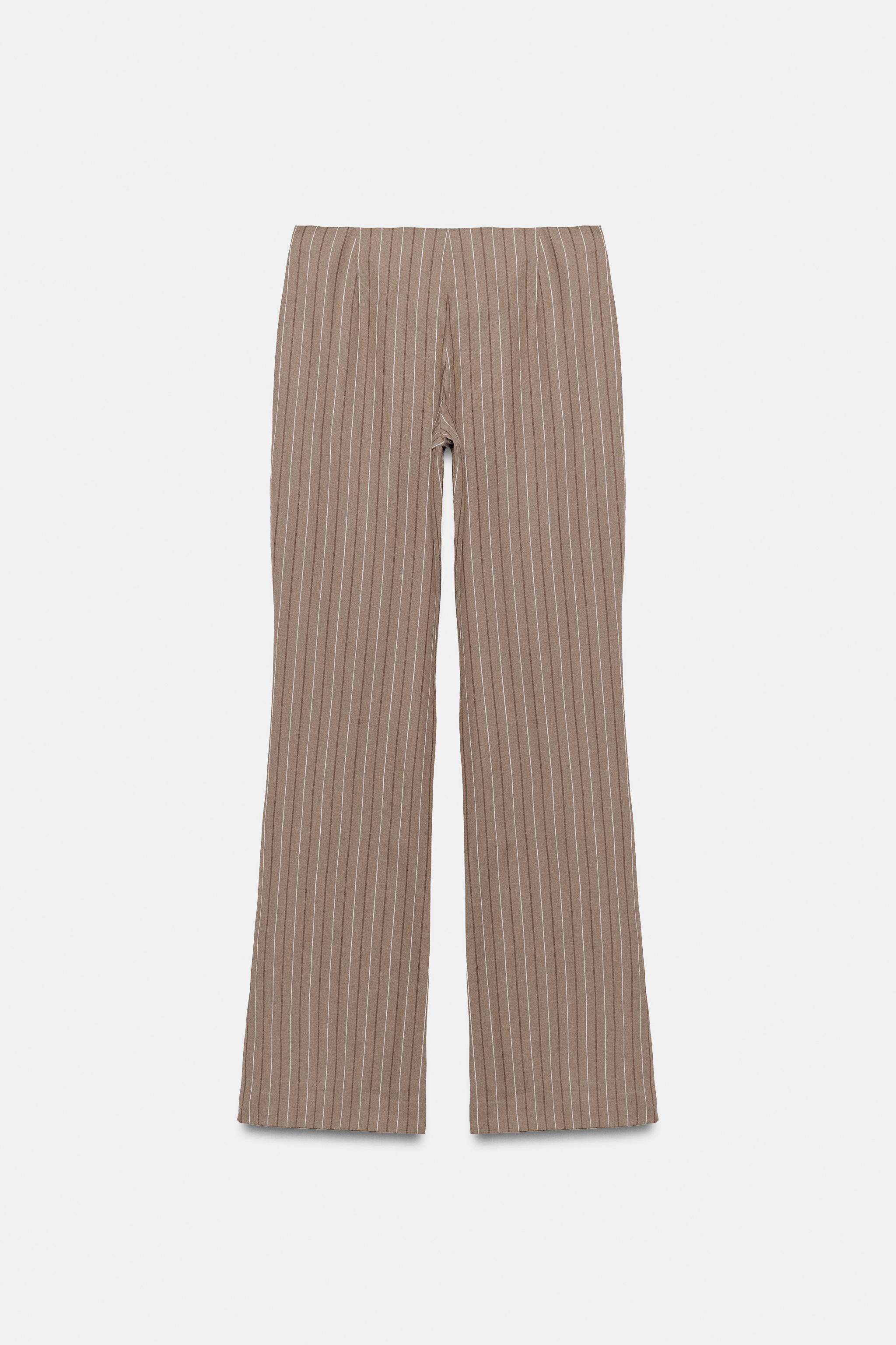FLARE STRIPED PANTS WITH BUCKLE